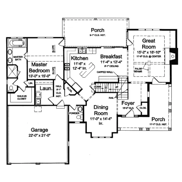 Country House Plan First Floor - Osage Ridge Craftsman Home 065D-0320 - Shop House Plans and More