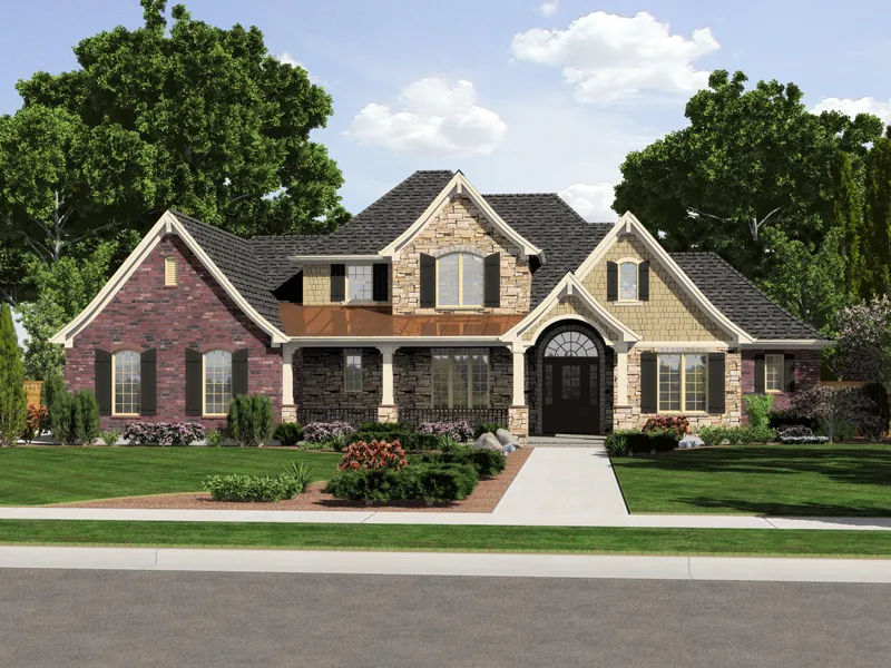 Traditional House Plan Front of Home - Cyrano European Country Home 065D-0325 - Search House Plans and More