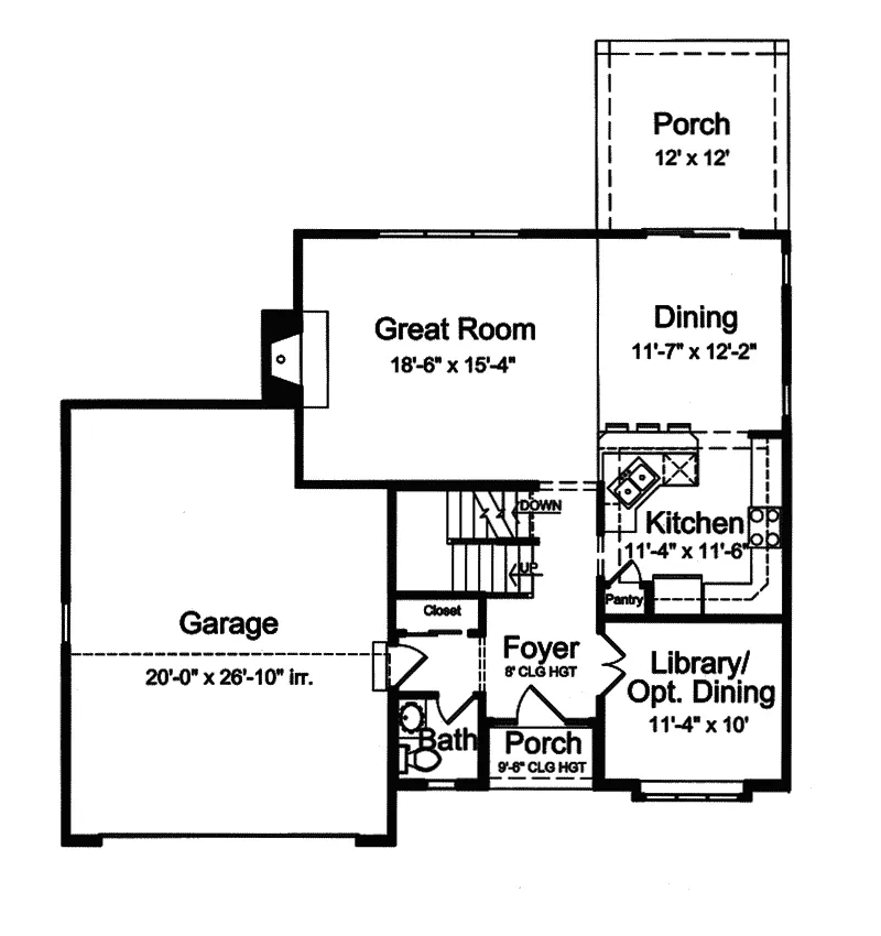 Cabin & Cottage House Plan First Floor - Fawnwood Country Cottage Home 065D-0333 - Search House Plans and More