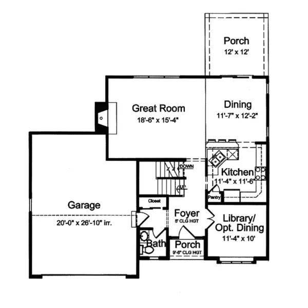 Craftsman House Plan First Floor - Fawnwood Country Cottage Home 065D-0333 - Search House Plans and More