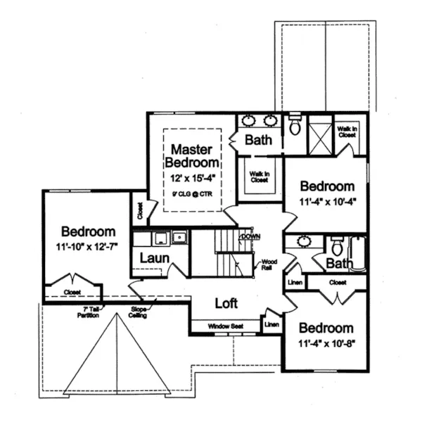 Craftsman House Plan Second Floor - Fawnwood Country Cottage Home 065D-0333 - Search House Plans and More