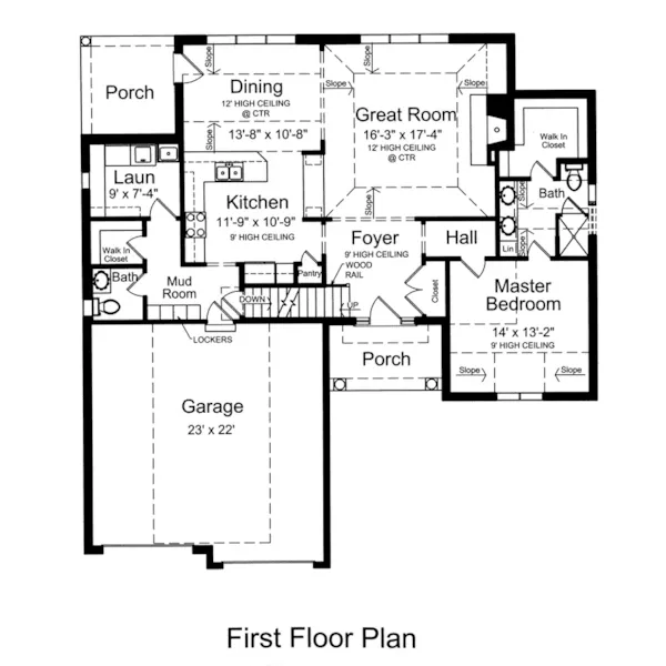 Craftsman House Plan First Floor - Gatehouse Rustic Home 065D-0335 - Search House Plans and More