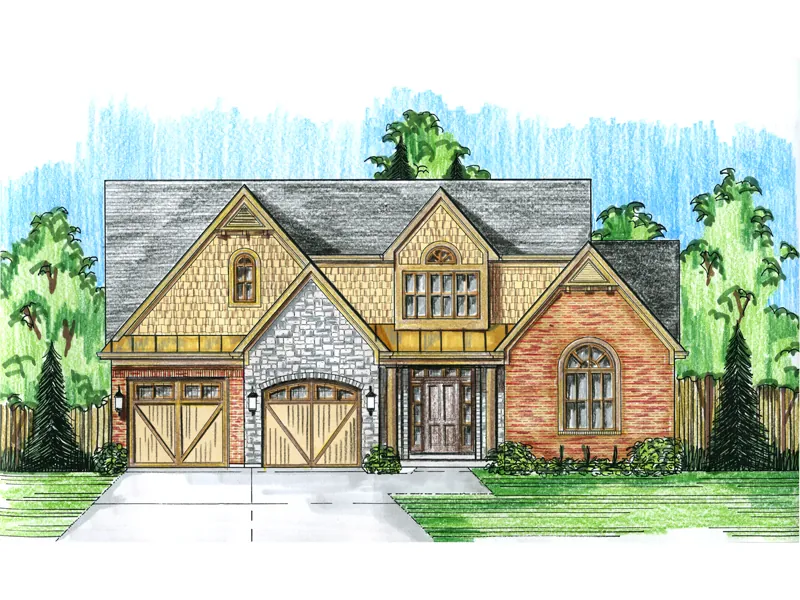 Craftsman House Plan Front Photo 01 - Gatehouse Rustic Home 065D-0335 - Search House Plans and More