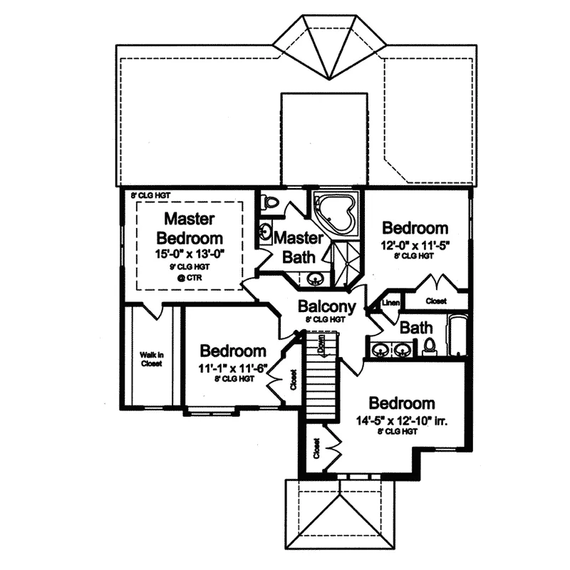 Arts & Crafts House Plan Second Floor - Sleigh Run English Cottage Home 065D-0336 - Shop House Plans and More