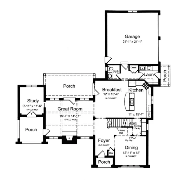 Tudor House Plan First Floor - Denver Place European Home 065D-0340 - Search House Plans and More