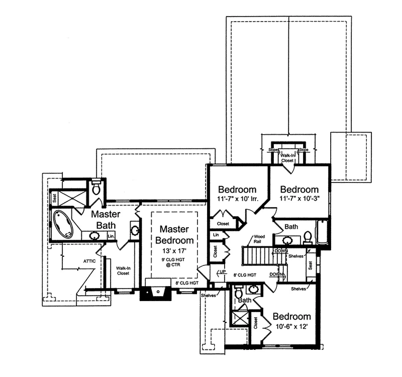 Tudor House Plan Second Floor - Denver Place European Home 065D-0340 - Search House Plans and More