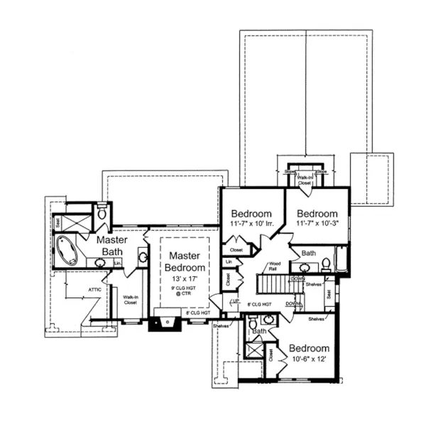 Tudor House Plan Second Floor - Denver Place European Home 065D-0340 - Search House Plans and More