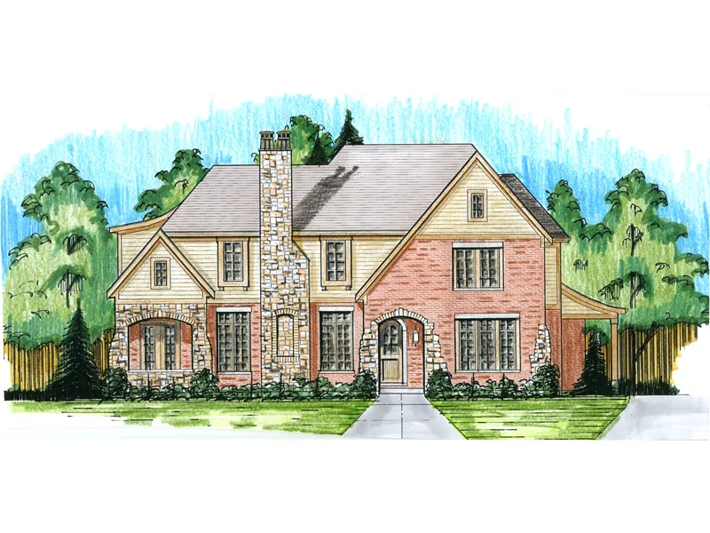Tudor House Plan Front of Home - Denver Place European Home 065D-0340 - Search House Plans and More