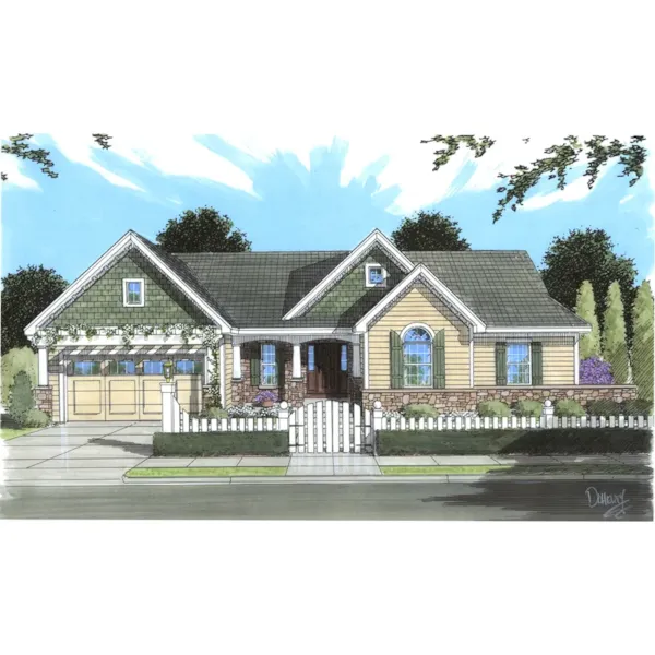 Cabin & Cottage House Plan Front of Home - Upshaw Craftsman Home 065D-0341 - Shop House Plans and More