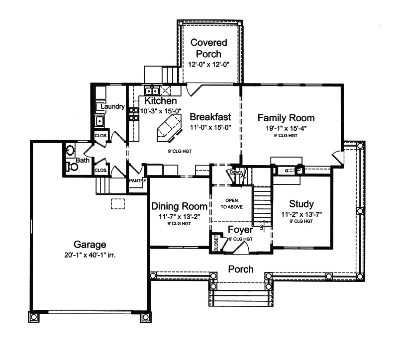 Farmhouse Plan First Floor - Bernice Heights Country Home 065D-0342 - Search House Plans and More