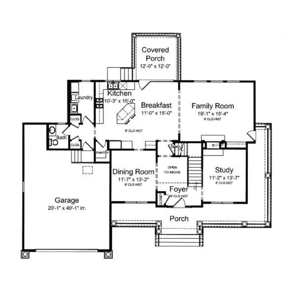 Colonial House Plan First Floor - Bernice Heights Country Home 065D-0342 - Search House Plans and More