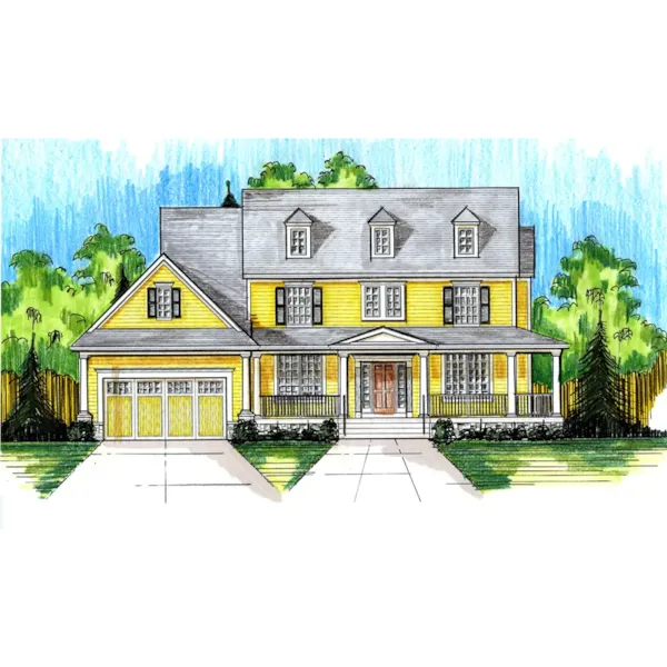 Colonial House Plan Front of Home - Bernice Heights Country Home 065D-0342 - Search House Plans and More