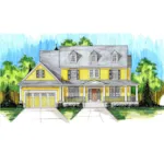 Colonial House Plan Front of Home - Bernice Heights Country Home 065D-0342 - Search House Plans and More