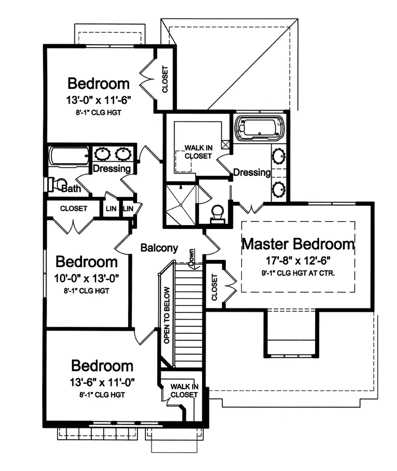 Tudor House Plan Second Floor - Benton Place European Home 065D-0343 - Search House Plans and More