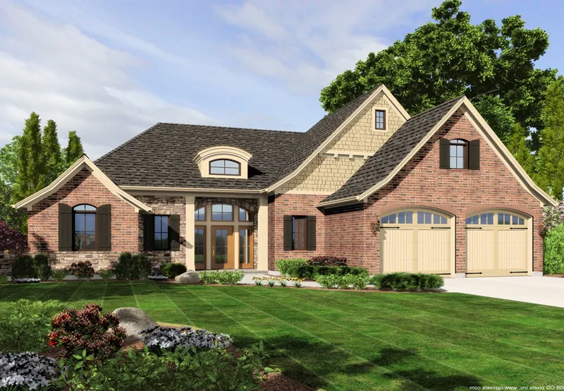 Tudor House Plan Front of Home - Ingalls Place European Home 065D-0345 - Search House Plans and More