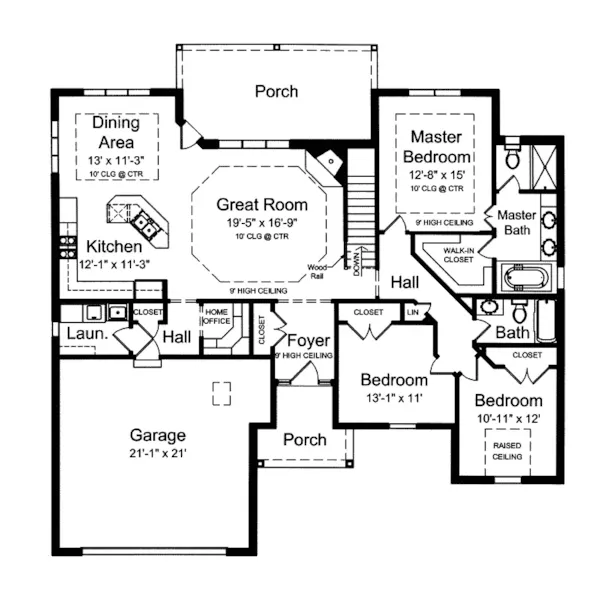 Cabin & Cottage House Plan First Floor - Dunleith Falls Craftsman Home 065D-0347 - Search House Plans and More