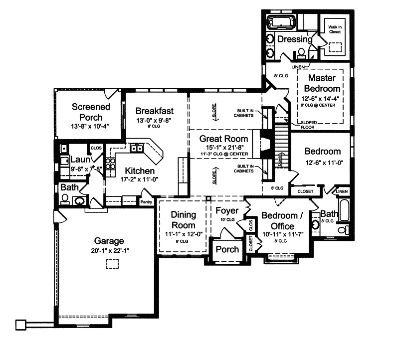 Ranch House Plan First Floor - Shetland Park Traditional Home 065D-0349 - Shop House Plans and More