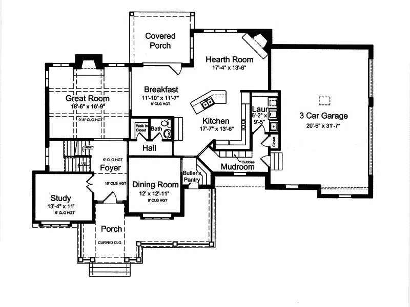 Traditional House Plan First Floor - Highlandville European Home 065D-0350 - Search House Plans and More