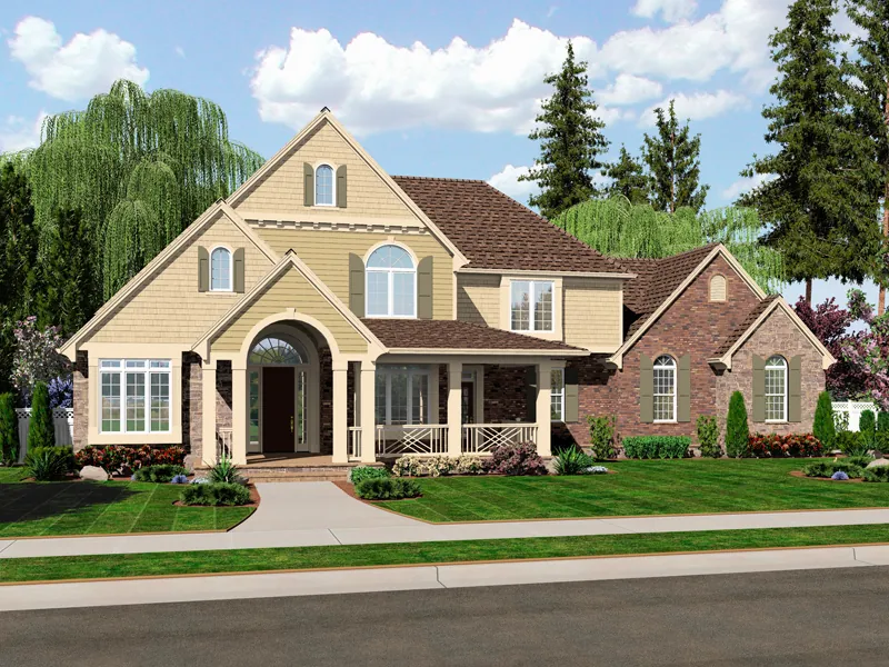 Country House Plan Front of Home - Highlandville European Home 065D-0350 - Search House Plans and More