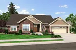 Contemporary House Plan Front of Home - Denwoods Traditional Ranch Home 065D-0355 - Search House Plans and More