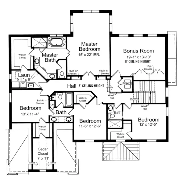 Traditional House Plan Second Floor - Rothwell Georgian Home 011D-0358 - Shop House Plans and More