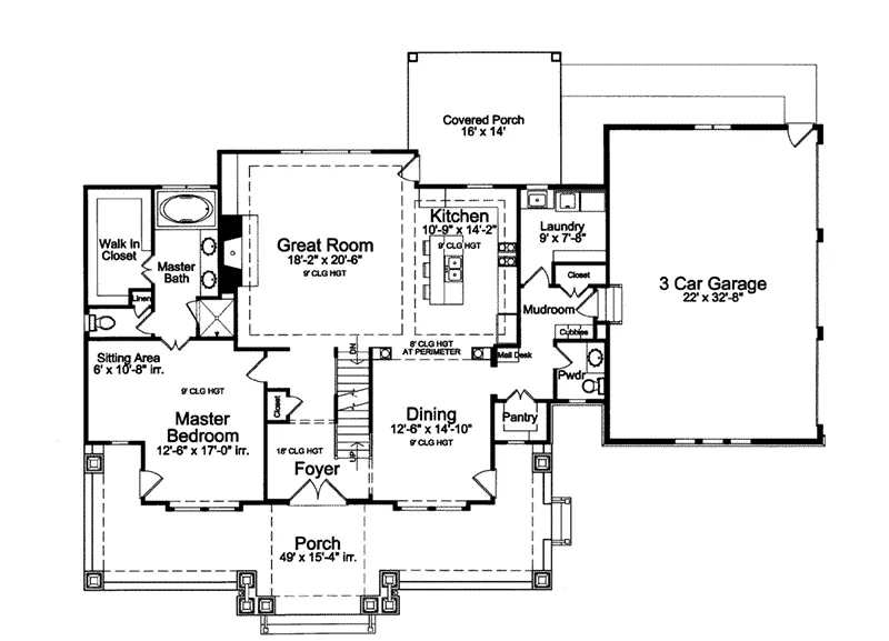 Craftsman House Plan First Floor - Monte Blanc Rustic Country Home 065D-0362 - Shop House Plans and More
