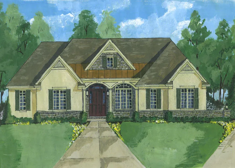 Ranch House Plan Front of Home - Embassy Country French Home 065D-0368 - Search House Plans and More