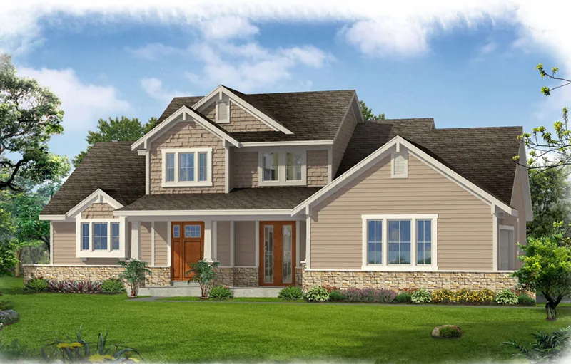 Craftsman House Plan Front of Home - Lenhardt Country Home 065D-0369 - Shop House Plans and More