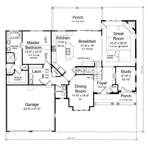 Traditional House Plan First Floor - Chamberlain Craftsman Home 065D-0380 - Search House Plans and More