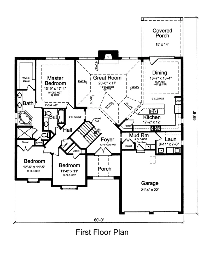 Traditional House Plan First Floor - Sandhurst European Ranch Home 065D-0381 - Shop House Plans and More