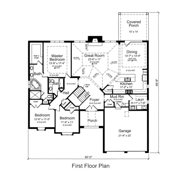 European House Plan First Floor - Sandhurst European Ranch Home 065D-0381 - Shop House Plans and More