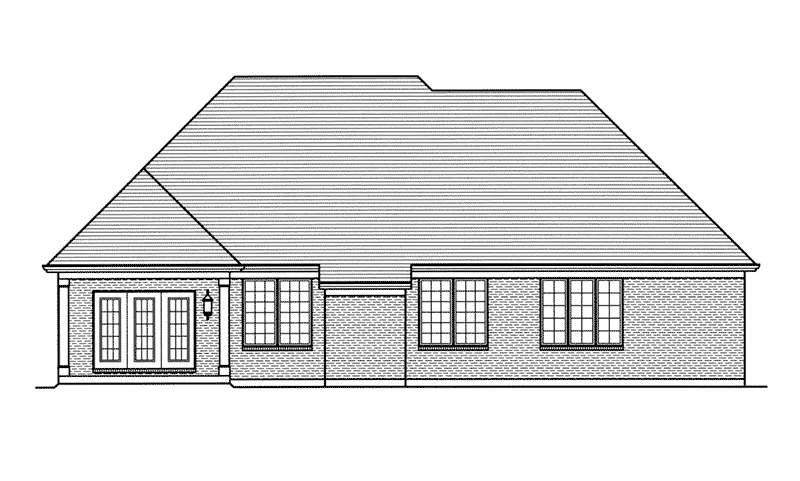 Traditional House Plan Rear Elevation - Sandhurst European Ranch Home 065D-0381 - Shop House Plans and More