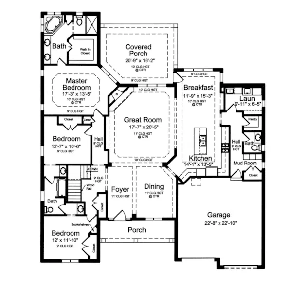 Traditional House Plan First Floor - Thomas Trace Ranch Home 065D-0384 - Shop House Plans and More