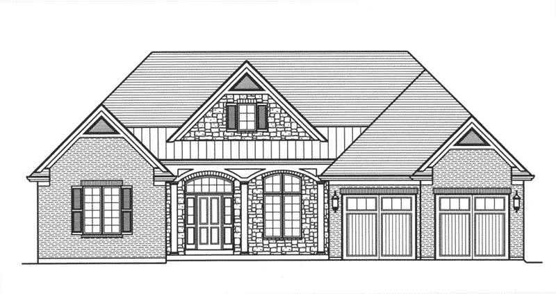 European House Plan Front Elevation - Thomas Trace Ranch Home 065D-0384 - Shop House Plans and More
