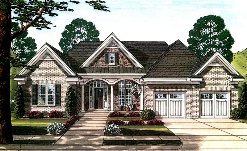 Shingle House Plan Front of Home - Thomas Trace Ranch Home 065D-0384 - Shop House Plans and More