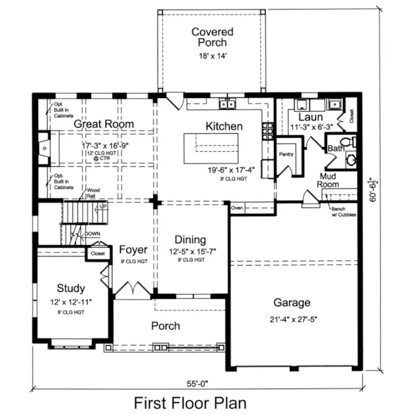 Craftsman House Plan First Floor - Tillman Traditional Home 065D-0385 - Shop House Plans and More