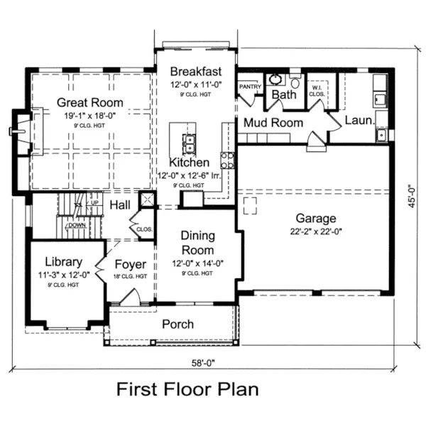 European House Plan First Floor - Tomkins Traditional Home 065D-0386 - Shop House Plans and More