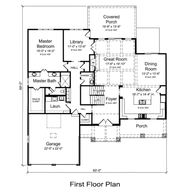 Rustic House Plan First Floor - Hollandale Hill Craftsman Home 065D-0387 - Search House Plans and More