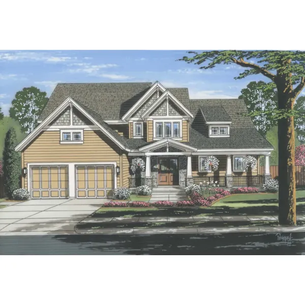 Rustic House Plan Front of Home - Hollandale Hill Craftsman Home 065D-0387 - Search House Plans and More