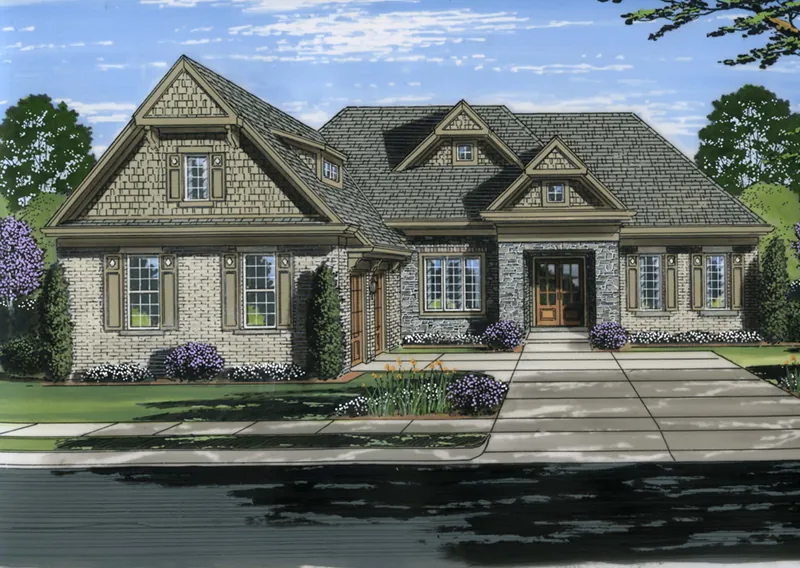 Traditional House Plan Front of Home - Valdemar European Ranch Home 065D-0388 - Shop House Plans and More