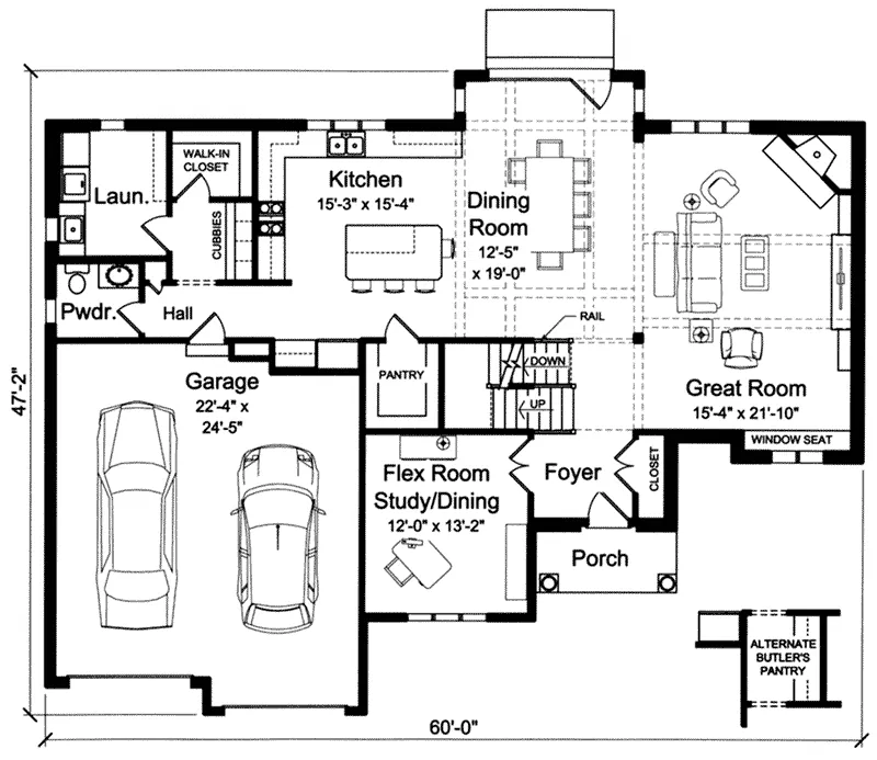Traditional House Plan First Floor - Meadford Traditional Home 065D-0392 - Shop House Plans and More