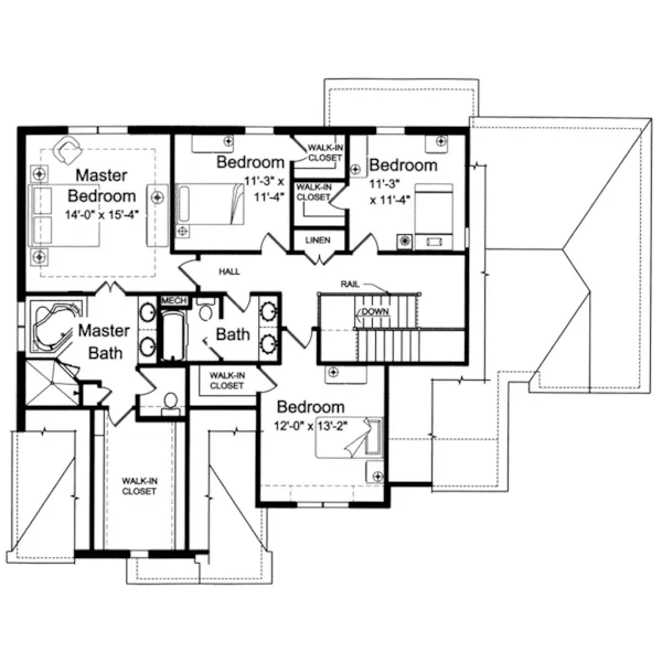 European House Plan Second Floor - Meadford Traditional Home 065D-0392 - Shop House Plans and More