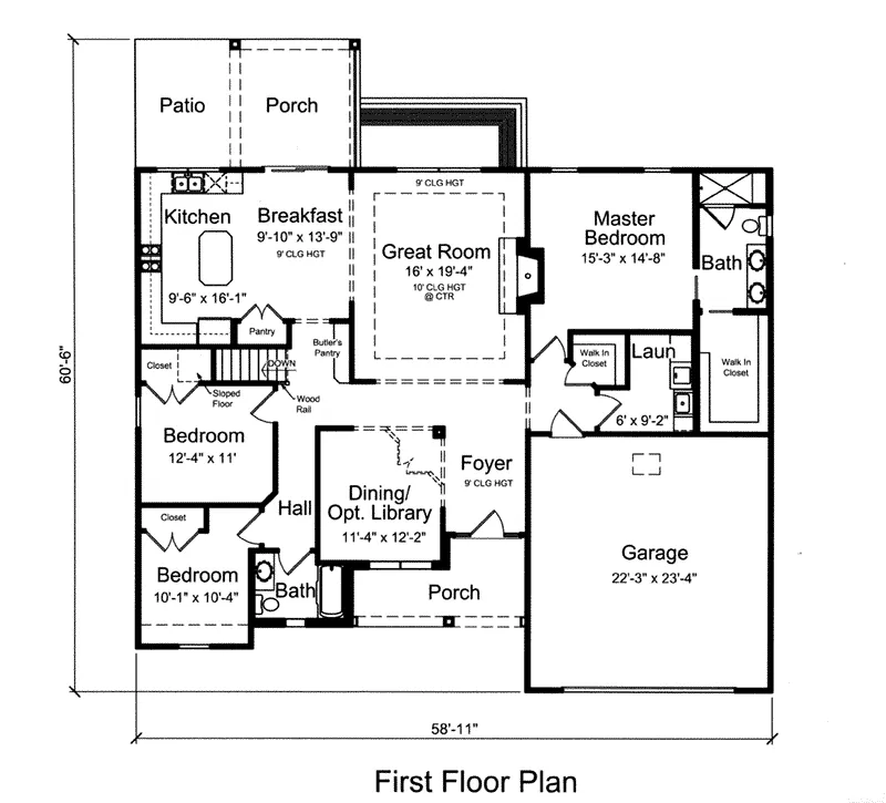 Ranch House Plan First Floor - Sadie Traditional Ranch Home 065D-0395 - Shop House Plans and More