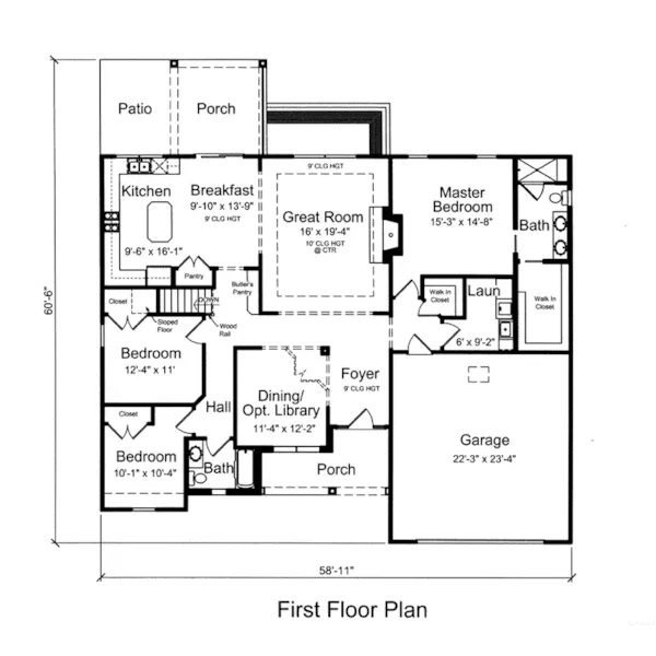 Traditional House Plan First Floor - Sadie Traditional Ranch Home 065D-0395 - Shop House Plans and More