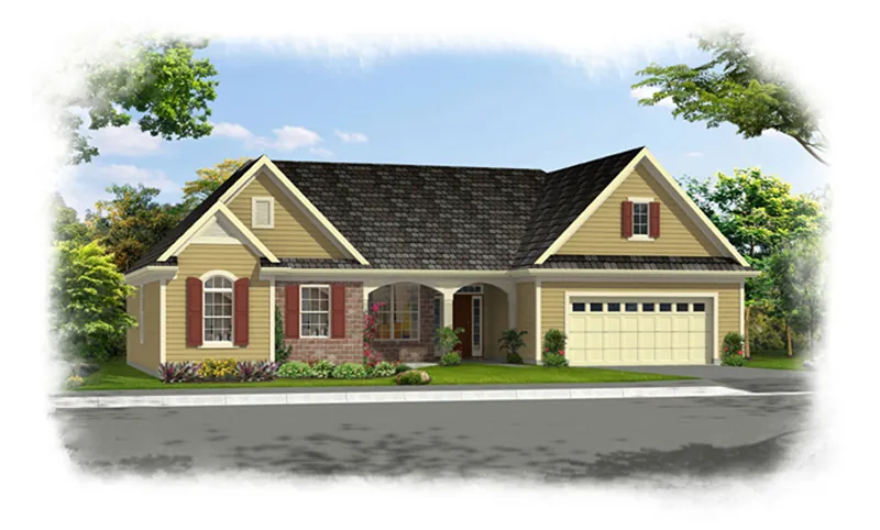 Traditional House Plan Front of Home - Sadie Traditional Ranch Home 065D-0395 - Shop House Plans and More