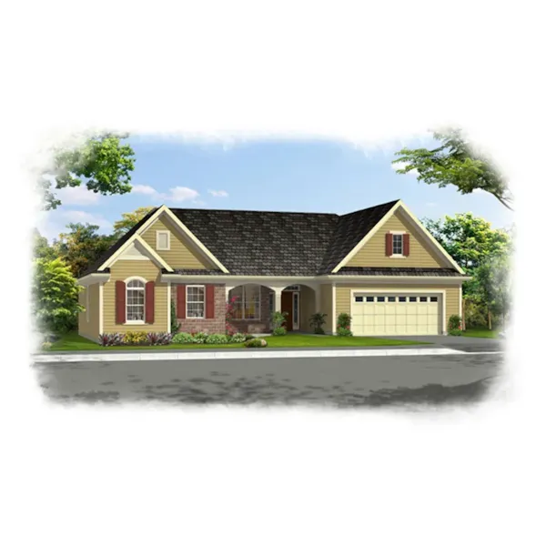 Traditional House Plan Front of Home - Sadie Traditional Ranch Home 065D-0395 - Shop House Plans and More