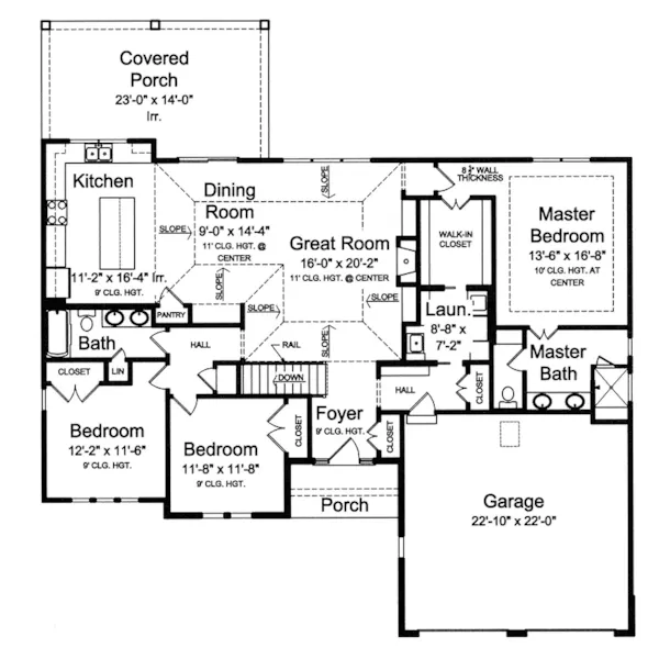 Craftsman House Plan First Floor - Weldon Craftsman Ranch Home 065D-0398 - Shop House Plans and More