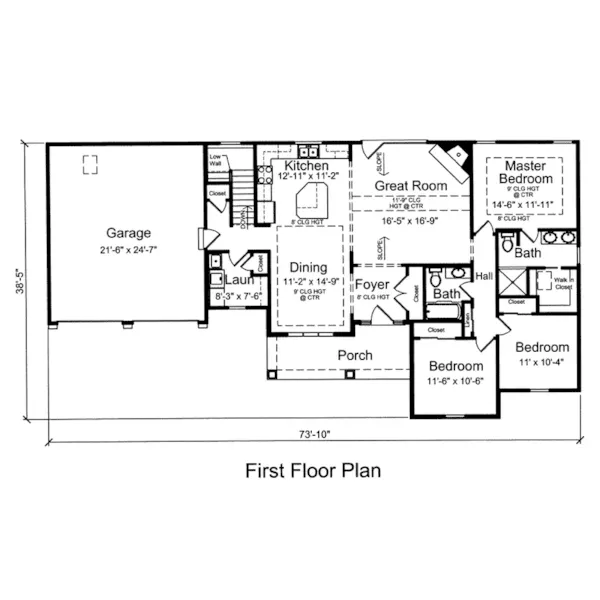 Ranch House Plan First Floor - Watson Way Rustic Ranch Home 065D-0399 - Shop House Plans and More