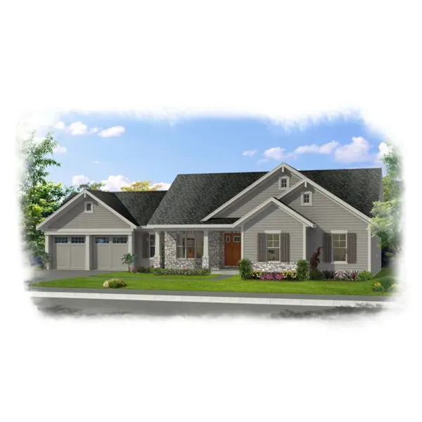 Ranch House Plan Front of Home - Watson Way Rustic Ranch Home 065D-0399 - Shop House Plans and More