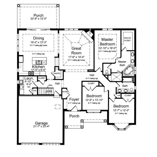 European House Plan First Floor - Milburn Traditional Ranch Home 065D-0401 - Shop House Plans and More